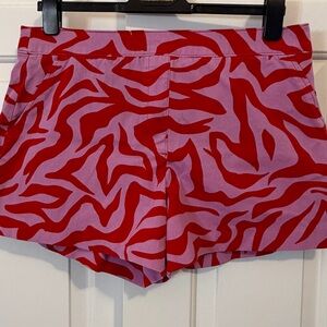 Spanx Pull-On Shorts in Vibrant Pink & Red Floral Print - Size L